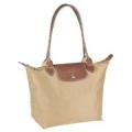 Sac Longchamp Logo soldes pas chers Shopping Le Pliage Moyen Beige